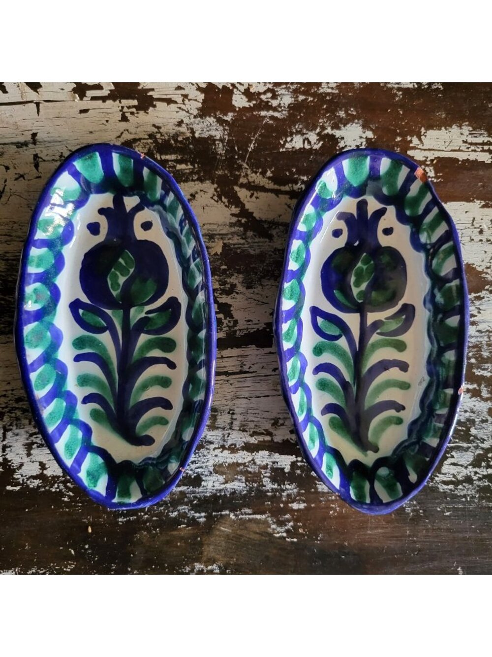 Pair of Small Fajalauza Terracotta Bowls Trinket Dishes Pomegranates